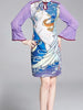 Purple dress long sleeve above knee wedding guest prom cocktail party vintage PTRYTLYQ1001