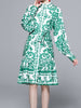 Long sleeve wedding guest cocktail party graduation office green floral PHIKAXCBY5929