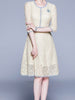 Lace dress with sleeve wedding guest cocktail party graduation prom apricot PKERR89665607