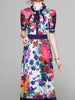 Midi short sleeve wedding guest prom cocktail party graduation colorful floral PZARAHP1655