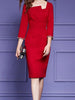 Red dress with sleeve cocktail party wedding guest homecoming beading vintage PTESS4518