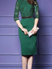 Lace green dress with dress bodycon wedding guest cocktail party graduation PTESS1413