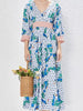 Midi dress with sleeve blue bird wedding guest cocktail party homecoming PHIKAMGER3073