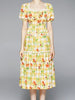 Short sleeve midi dress cocktail party prom wedding guest vintage yellow PKERR618378601