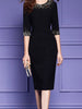 Black dress with sleeve cocktail party wedding guest vintage homecoming prom PTESS4527
