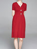 Short sleeve dress red wedding guest prom cocktail party graduation office PKERR554145611