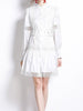Long sleeve above knee white dress wedding guest cocktail party prom vintage PHIKAHJW3978
