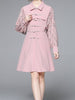 Pink dress long sleeve above knee wedding guest prom cocktail party graduation PZARAHP1478