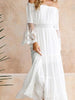 White lace dress long sleeve wedding guest prom maxi cocktail boho party casual JLWILDC194