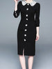 Dress black wedding guest cocktail party with sleeve graduation homecoming JLTESS1590
