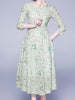 Lace green dress midi wedding guest cocktail party prom floral casual long sleeve JLTESS2753