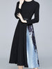 Black lace midi dress long sleeve wedding guest prom cocktail party homecoming JLTESS3645
