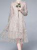 Lace white dress long sleeve wedding prom cocktail party knee length guest JLTESS3955