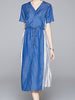 Blue dress short sleeve wedding prom cocktail party homecoming midi casual JLKERR316396617