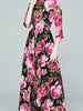 Floral dress 3/4 sleeve wedding guest cocktail prom party maxi rose homecoming JLTESS3998