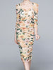 Floral dress bodycon wedding guest prom cocktail party 3/4 sleeve homecoming JLTESS3944