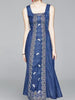 Blue dress cocktail party wedding guest spaghetti strap midi embroidery casual JLTESS3670