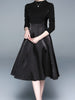 Black dress long sleeve wedding guest midi cocktail party prom homecoming vintage JLTESS1582