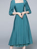 Lace women dress blue with sleeves midi wedding cocktail guest vintage formal JLTESS4056