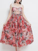 Red pink floral dress midi beach party cocktail spaghetti strap causal JLKERR37993705