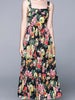Black Black floral dress wedding guest cocktail party spaghetti strap casual JLTESS4095