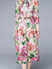 Midi dress with sleeve wedding guest prom cocktail party floral pink red vintage JLTESS4017
