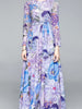 Long sleeve dress blue floral maxi wedding guest prom cocktail party Bohemian JLTESS3486