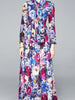 Purple red floral dress Boho long sleeve maxi wedding guest prom cocktail party JLTESS3484