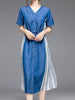 Blue dress short sleeve midi wedding guest cocktail party homecoming, vintage JLTESS3457