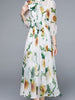 White floral dress wedding guest prom cocktail party midi 3/4 sleeve homecoming JLTESS4159