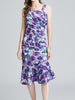 Purple floral dress mermaid cocktail party wedding guest homecoming casual JLKERR33965615