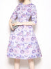 Purple floral dress cocktail party wedding guest with sleeve vintage casual JLTESS1831