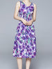 Purple floral dress midi wedding guest prom cocktail party sleeveless casual JLKERR30455615