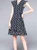 Floral dress mini wedding guest cocktail party blue vintage embroidery casual JLTESS4244