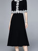 Black lace dress with sleeve wedding guest cocktail prom midi formal vintage JLTESS4203