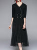 Black less dress with sleeve midi wedding guest prom cocktail party vintage JLTESS4419