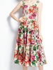 Red floral dress wedding guest prom cocktail party spaghetti strap midi casual JLTESS4461