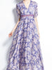 Midi dress with sleeve wedding guest prom cocktail party purple floral vintage JLTESS4460