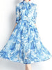 Blue dress with sleeve midi prom cocktail party wedding guest vintage floral JLTESS4468