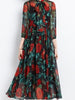 Long sleeve dress maxi black red floral wedding guest prom cocktail party JLSIMGSG110215