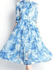 Midi dress blue with sleeve wedding guest prom cocktail party vintage floral JLKERR666078701