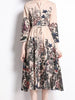 Dress with sleeve wedding guest prom cocktail party vintage floral knee length JLBANU122