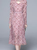 Pink dress long sleeve midi wedding guest cocktail party prom homecoming JLSIMGSG2132