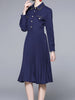 Long sleeve blue dress wedding guest cocktail party vintage homecoming JLSIMGSG22171