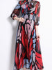 Midi dress pink red floral 3/4 sleeve wedding guest cocktail party homecoming JLTESS4708