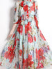 Midi dress with sleeve wedding guest floral prom cocktail party vintage red JLSIMGSG23107