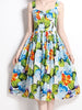 Midi dress green floral spaghetti strap summer beach cocktail party homecoming JLTESS4797