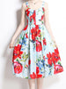 Midi dress spaghetti strap red floral cocktail party beach summer vintage JLTESS4796
