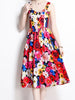 Red floral dress midi spaghetti strap wedding guest party beach vacation summer JLTESS4795