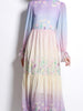 Purple dress long sleeve maxi wedding guest prom cocktail party floral JLKERR9049109701